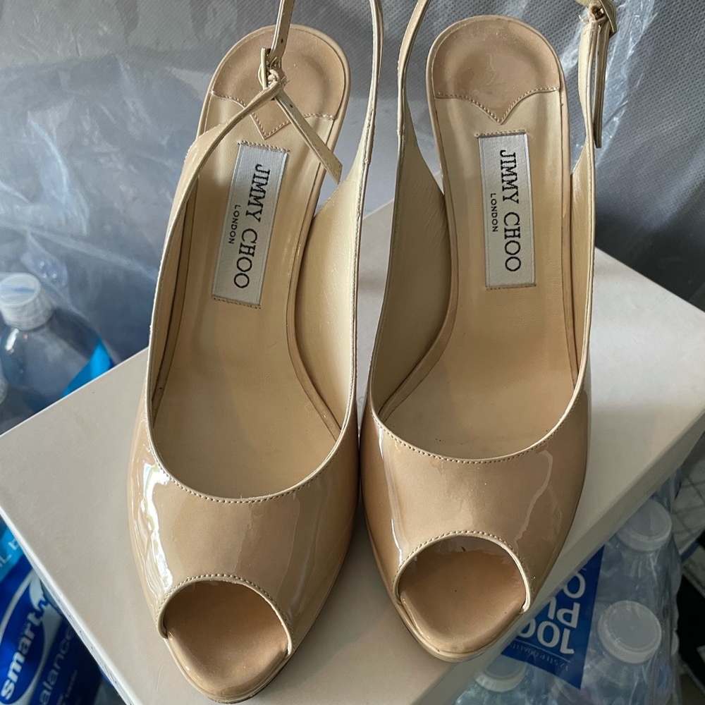 Jimmy choo nude patent heels